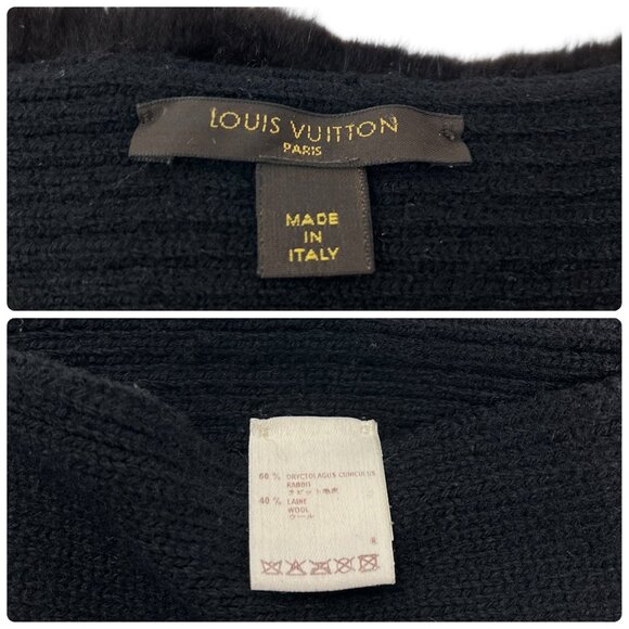 LOUIS VUITTON Vintage LV Logo Muffler Scarf Brown Gray Rabbit Fur Wool [105045] - Picture 11 of 11